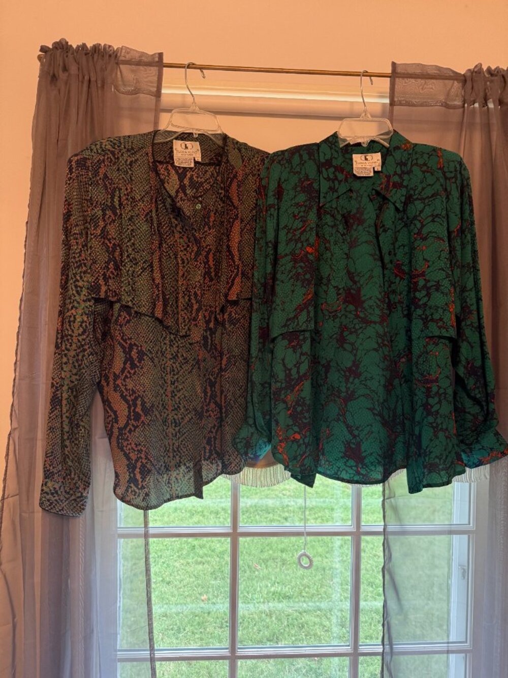 Vintage Flora Kung New York 100% Silk Blouses Size 12 – Set of 2 LIKE NEW